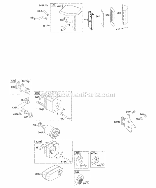Air_Cleaner_Muffler Diagram and Parts List for 19G412-1129-E1  Briggs and Stratton Engine